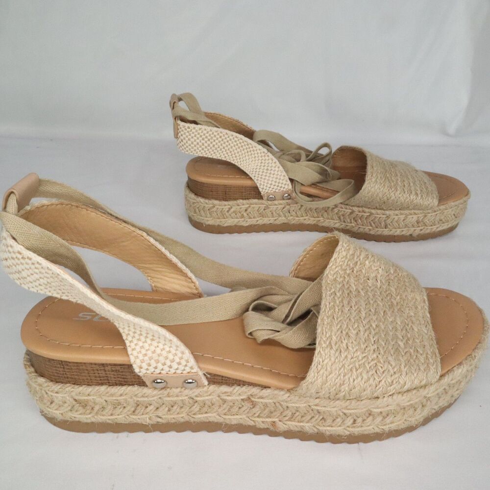 Soda Platform Jute Espadrille Sandal Shoe w/removeable ankle strap Size 10